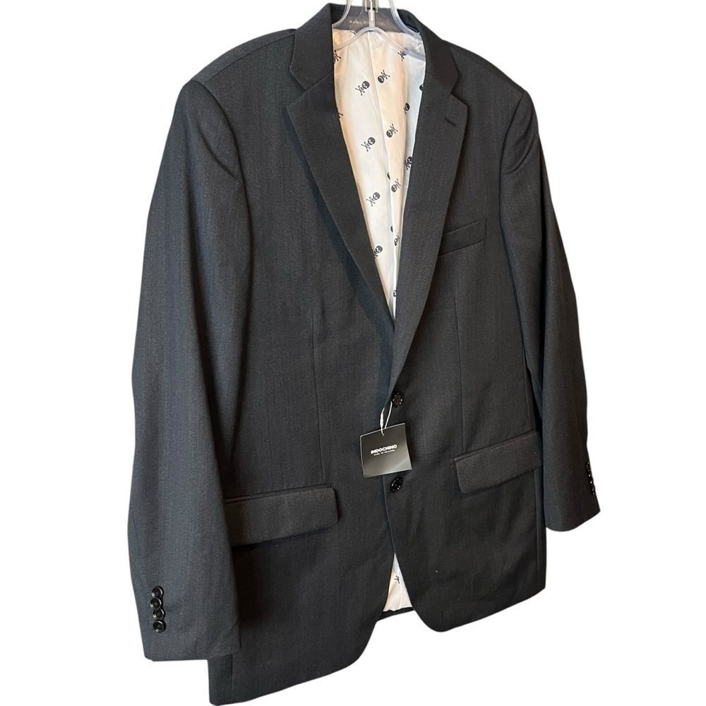 NWT INDOCHINO Mens Suit Jacket 100% Wool Charcoal Gray 36 Regular